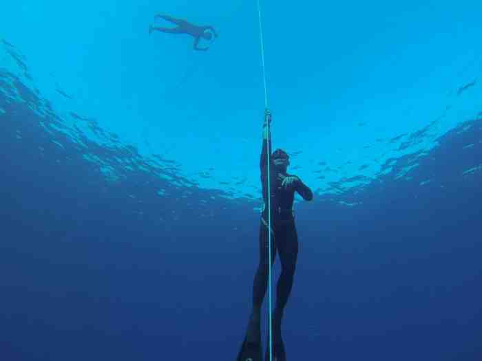 Freediving lines help guide you through dark waters, so you don't get lost.